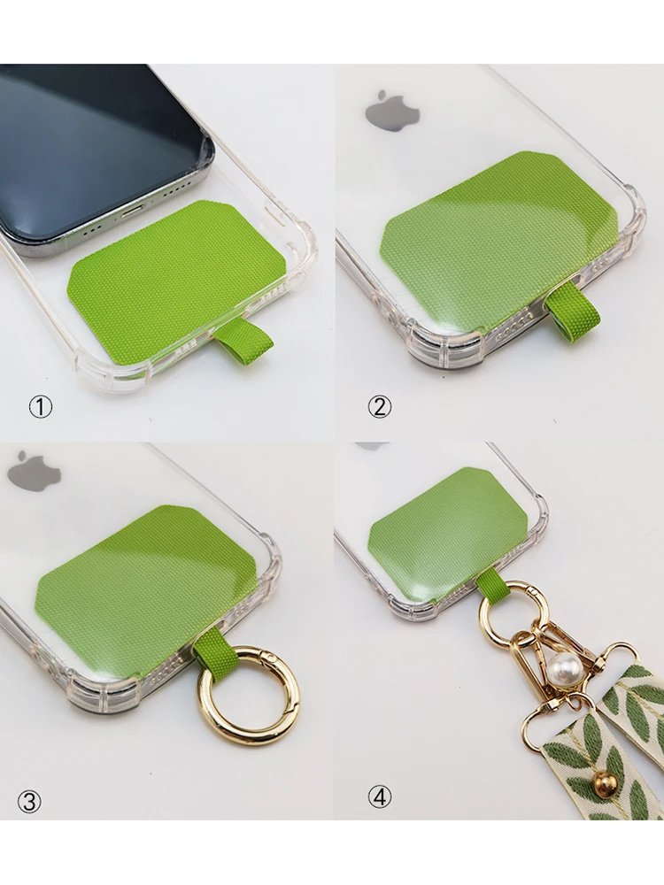Adjustable Crossbody Long Mobile Phone Lanyard Wide Cloth Neckband Strap Rope Women's Pearl Hanging Ornaments Anti-Lost Lanyard