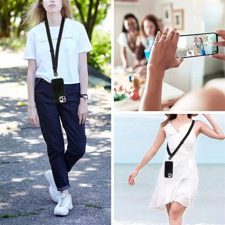 RW Custom Crossbody Wide Mobile Phone Necklace Clear Logo Patch Adjustable Long Universal Cell Phone Strap Holder Phone Lanyard