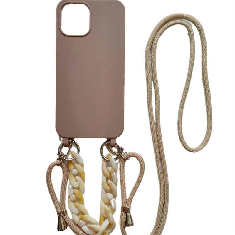 High-end simple liquid solid color fashion phone case for iPhone15promax 14pro portable rope 12 13 Crossbody rope 11