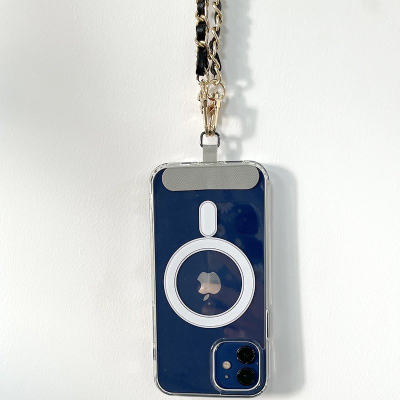 Universal Removable Lanyard with Spacer Clip Tether Mobile Phone Holder Crossbody Metal and Leather Phone Chain Strap with Card