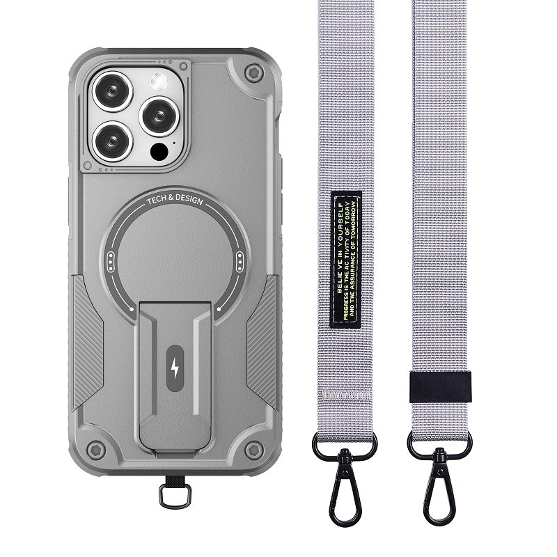 Magnetic case for iPhone 15 pro max phone case with strap for iphone 14 pro max case with stand