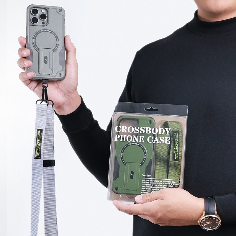 Magnetic case for iPhone 15 pro max phone case with strap for iphone 14 pro max case with stand
