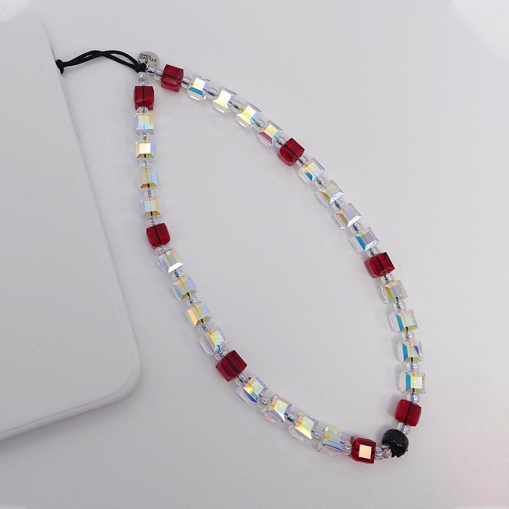 KKBEAD Purse With Phone Chain Holder String Strap Glass Beaded Gradient Colour Chain Strap Lanyard Crystal Beads Mobile Phone Chain