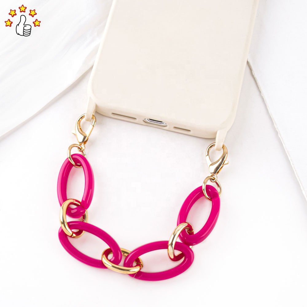 New Style Acrylic Phone Chain Colorful Bag Accessories Mobile Phone Charm Anti-loss For Women Girl's