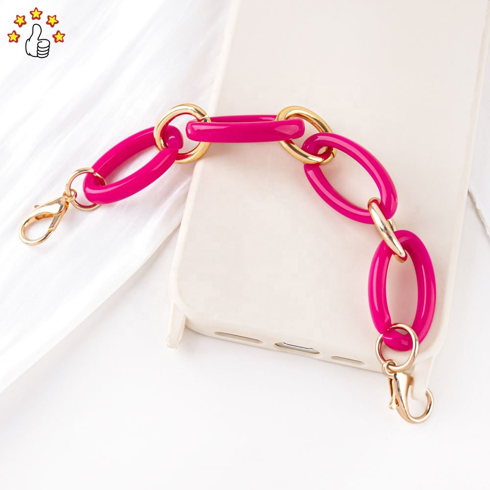 New Style Acrylic Phone Chain Colorful Bag Accessories Mobile Phone Charm Anti-loss For Women Girl's