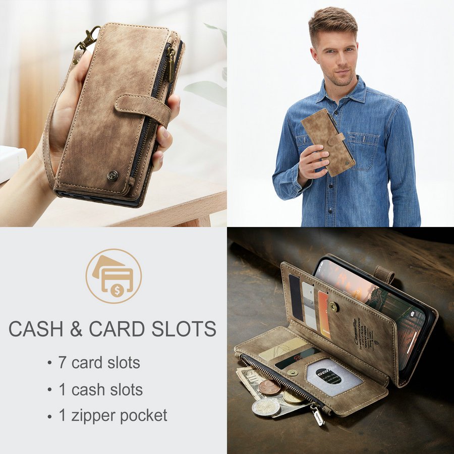 CaseMe Luxury Phone Case For iPhone 16 15 14 13 12 Pro Max 7 8 SE 2020 with Wrist Strap Zipper Credit Card Cover For iPhone 16