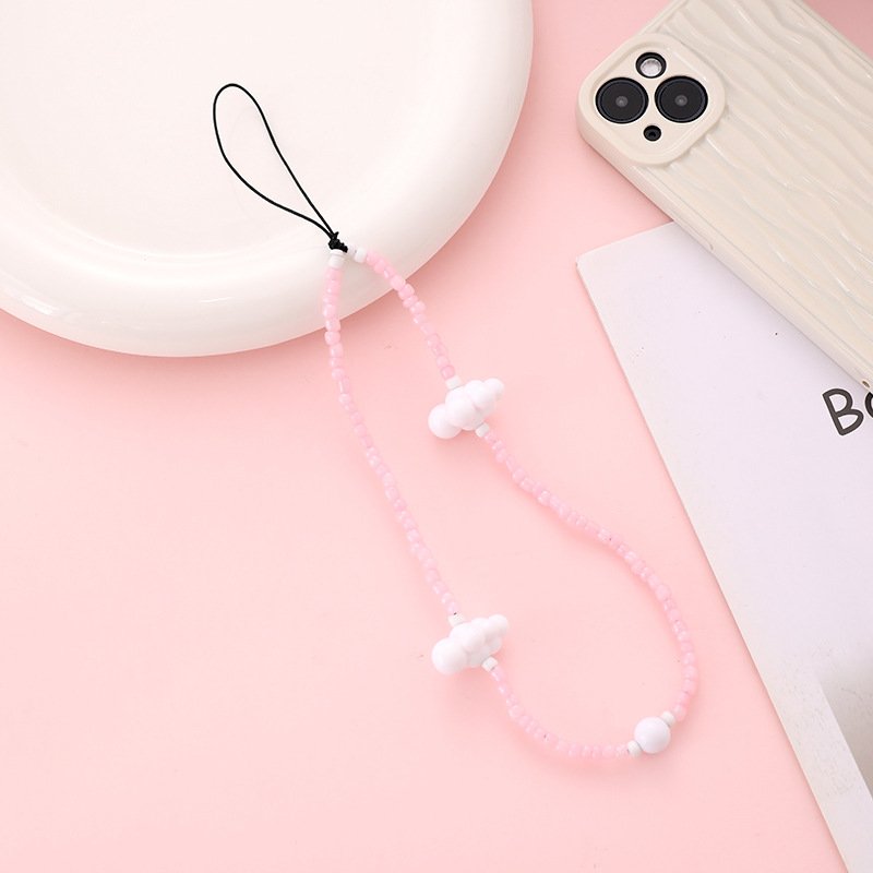 Cloud Beaded Short Phone Hanging Strap Colorful Mobile Phone Straps