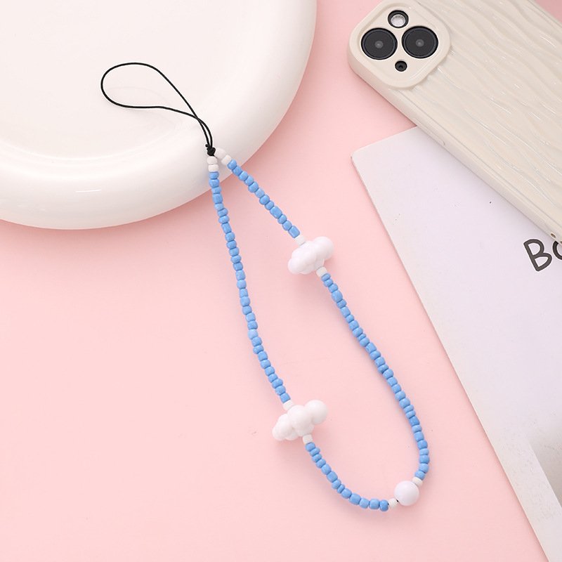 Cloud Beaded Short Phone Hanging Strap Colorful Mobile Phone Straps