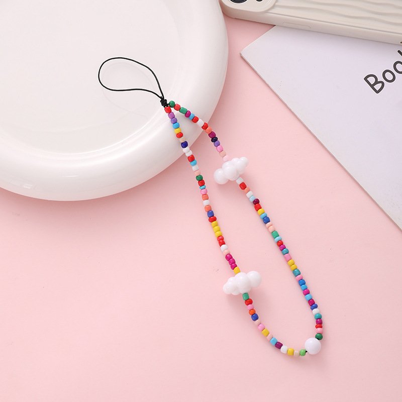 Cloud Beaded Short Phone Hanging Strap Colorful Mobile Phone Straps