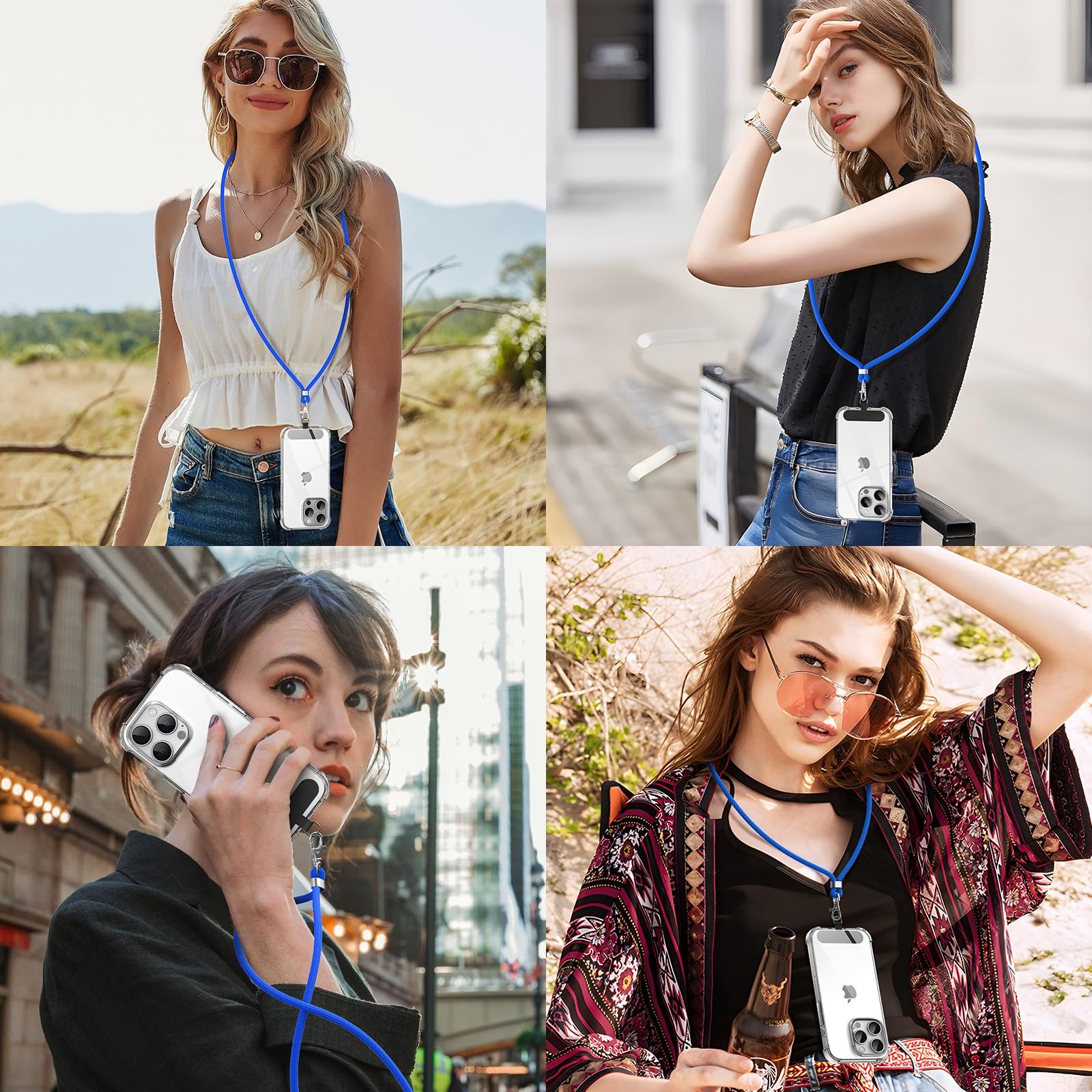 Durable Custom Logo Polyester Crossbody Phone Lanyard Adjustable Neck Strap with Patch Universal Mobile Cell Phone Lanyard