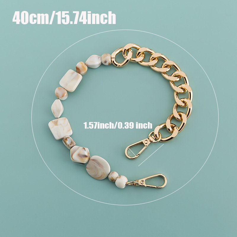 luxury design Irregular Acrylic Metal Stone Phone Wrist Chain Charms Strap Lanyard for women Wallet Handbag Phone Case straps