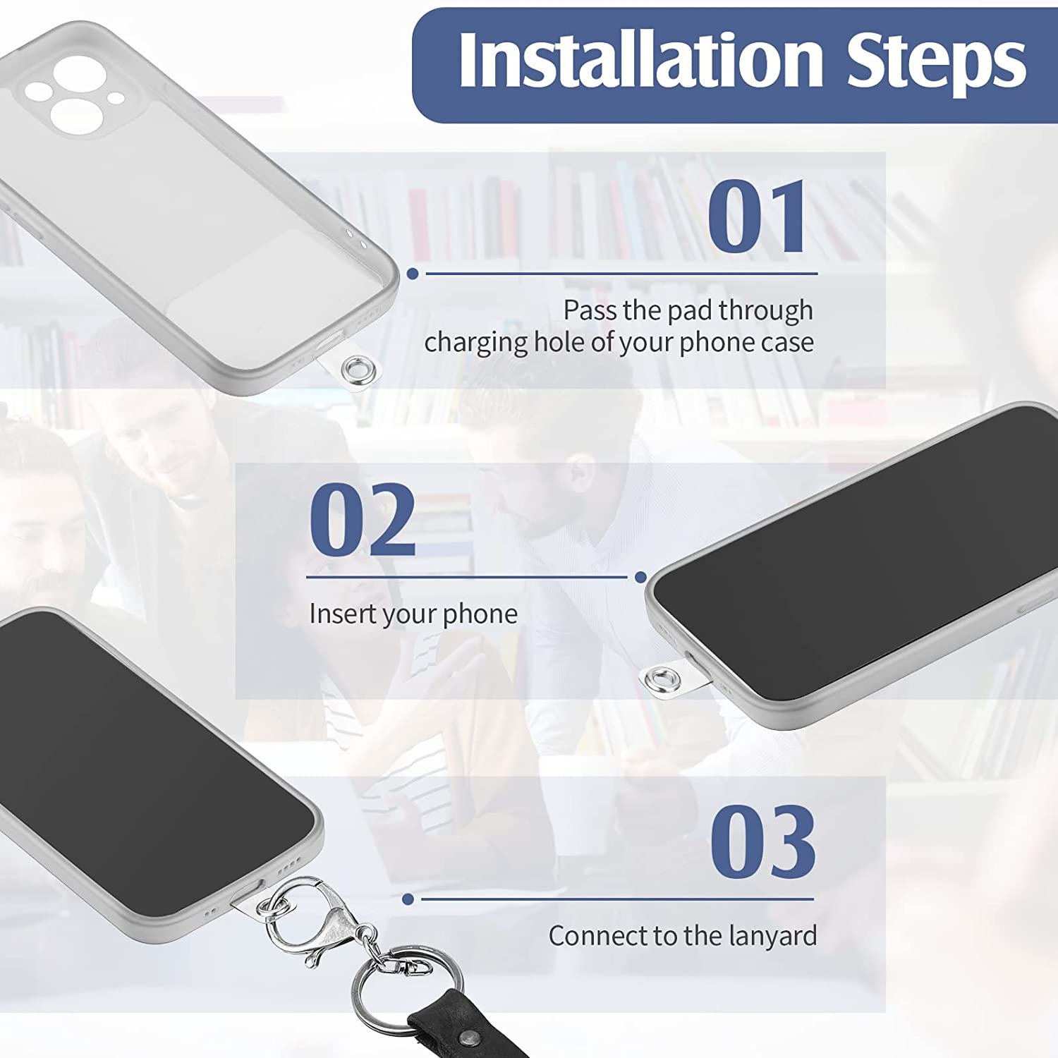 Universal Clear Phone Lanyard Tabs Patch phone case gasket For Mobile Phone Tether Card Cord Gasket Clip Loop Hole Hanging Strap