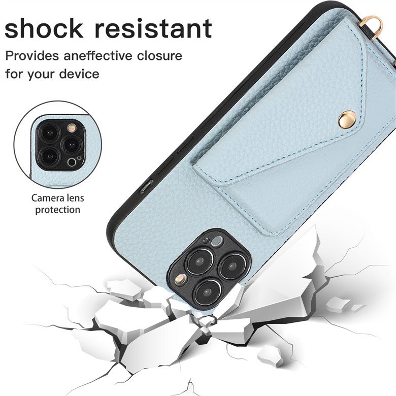 Card Holder Wallet Phone Case for IPhone 14 13 12 11 Pro Max XR XS X 8 Women Lanyard Chain Strap Cord Crossbody Bag Cover