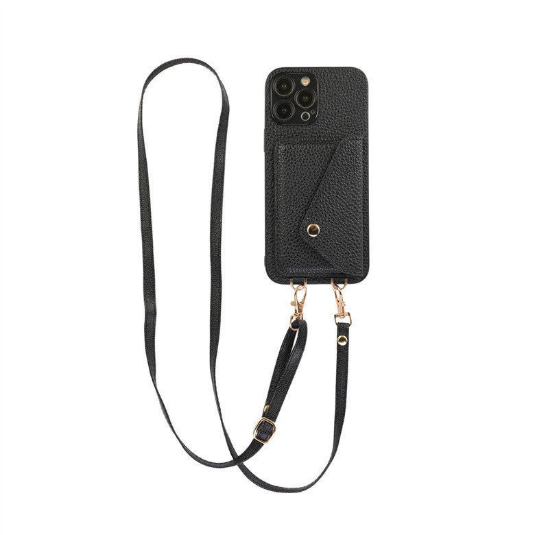 Card Holder Wallet Phone Case for IPhone 14 13 12 11 Pro Max XR XS X 8 Women Lanyard Chain Strap Cord Crossbody Bag Cover