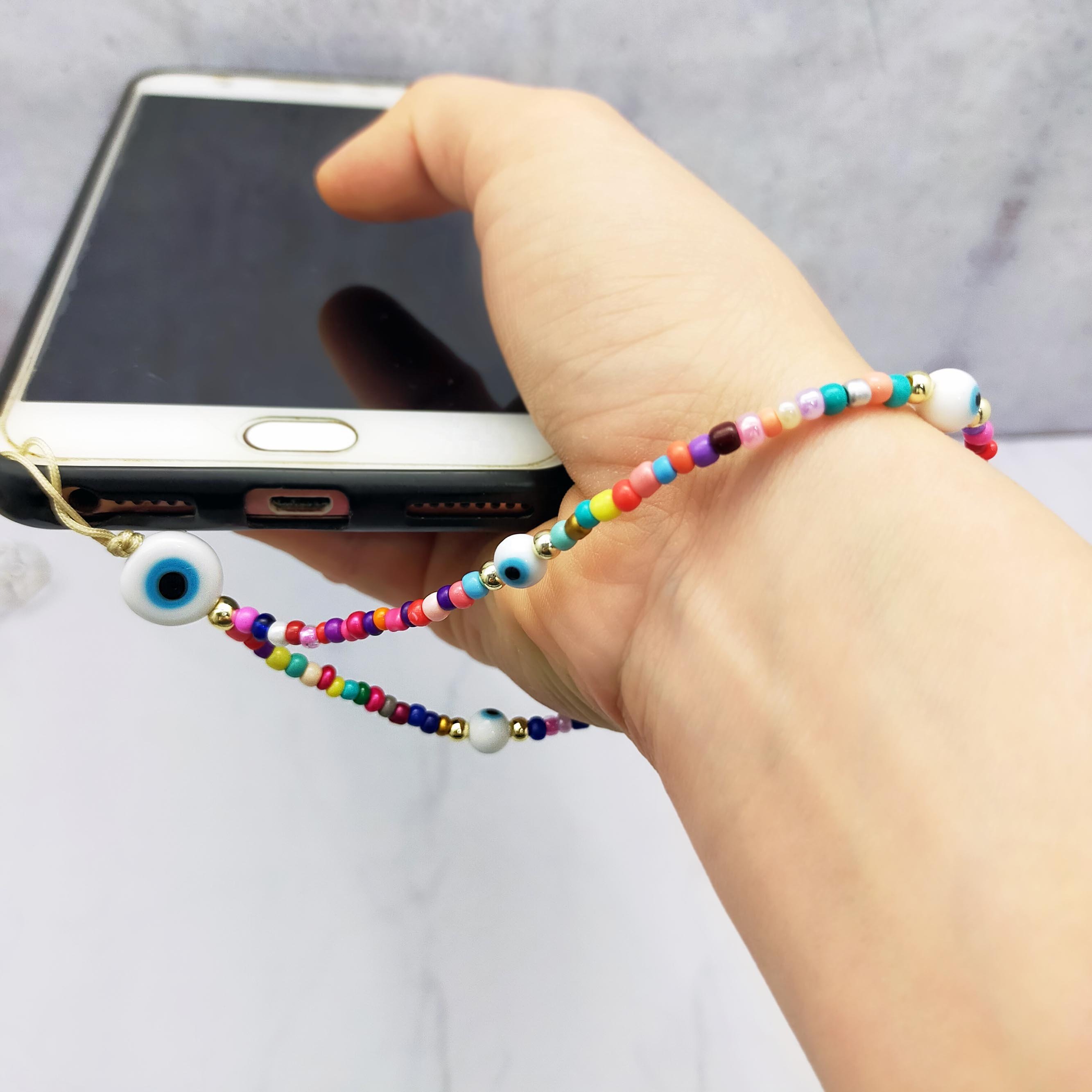 Fashion Jewelry glass seed beads with alphabet beads mobile phone chains girls phone strap phone charms