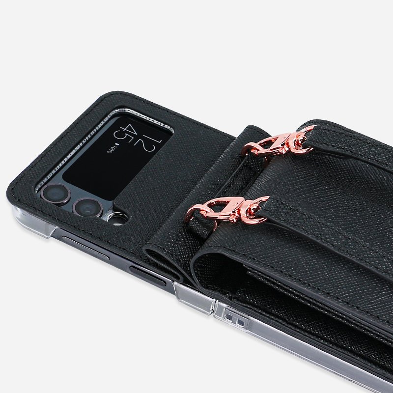 VIETAO Phone Wallet Case For Samsung Galaxy Z Flip 4 3 Cross body PU Leather Mobile Phone Cover With Wrist Strap For Samsung