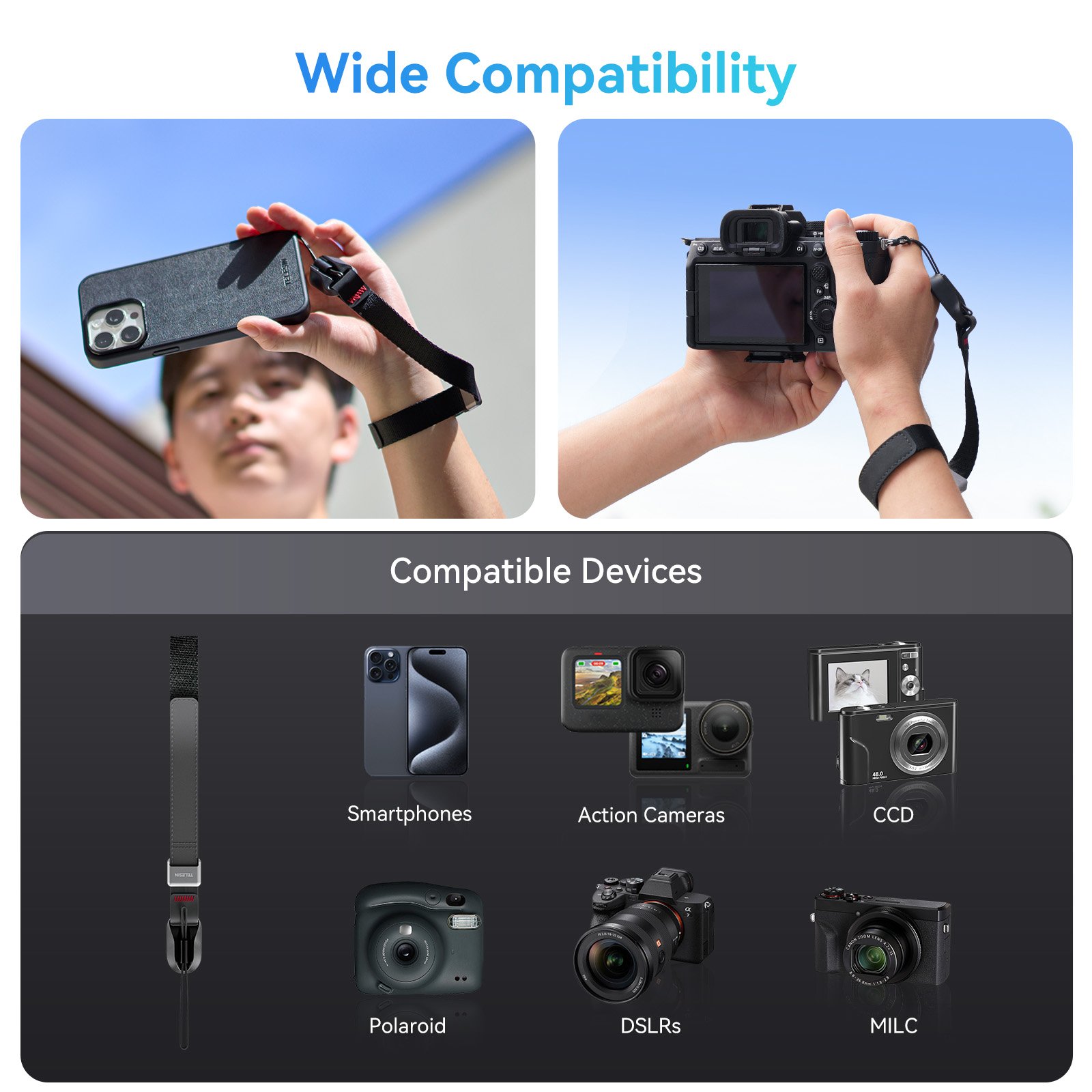TELESIN anti-loss rope accessories for digital camera sports camera mobile phone multipurpose magnetic wrist strap