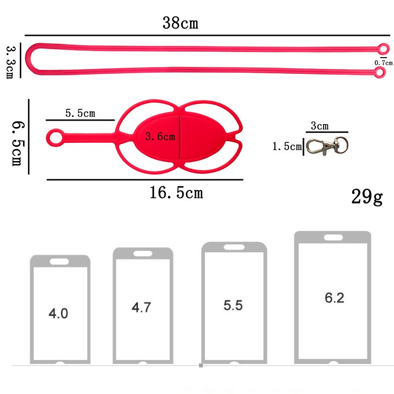 Hot Sale Awesome Elastic Silicone Lanyard Cell Phone Case Cover Holder Wrist Strap With ID Card Silicone Neck Strap Lanyards
