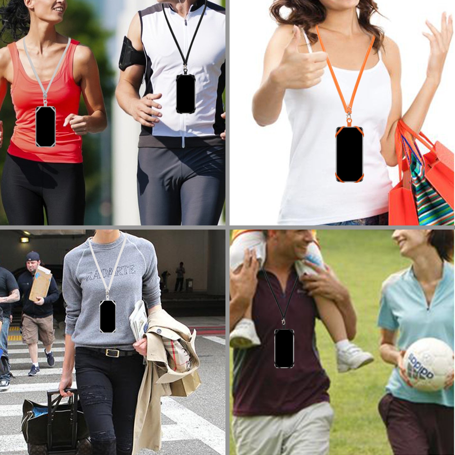 Hot Sale Awesome Elastic Silicone Lanyard Cell Phone Case Cover Holder Wrist Strap With ID Card Silicone Neck Strap Lanyards