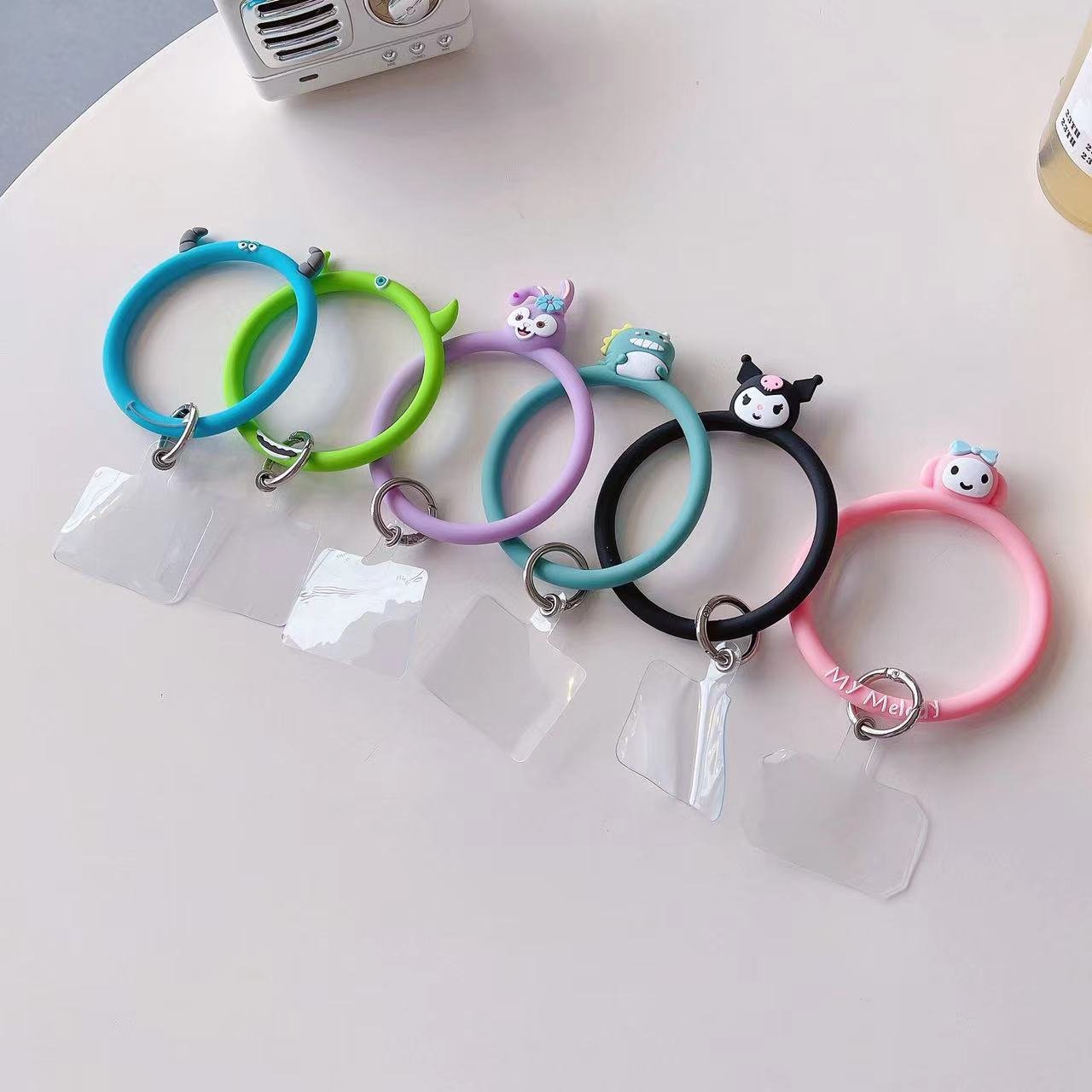 Cute Cartoon Animal Silicon Hand Keychain Round Rings Phone Strap Lanyard For Phone Case