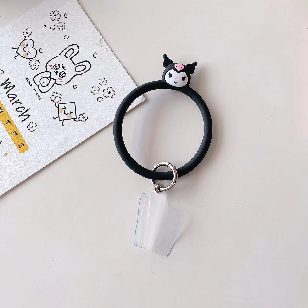 Cute Cartoon Animal Silicon Hand Keychain Round Rings Phone Strap Lanyard For Phone Case