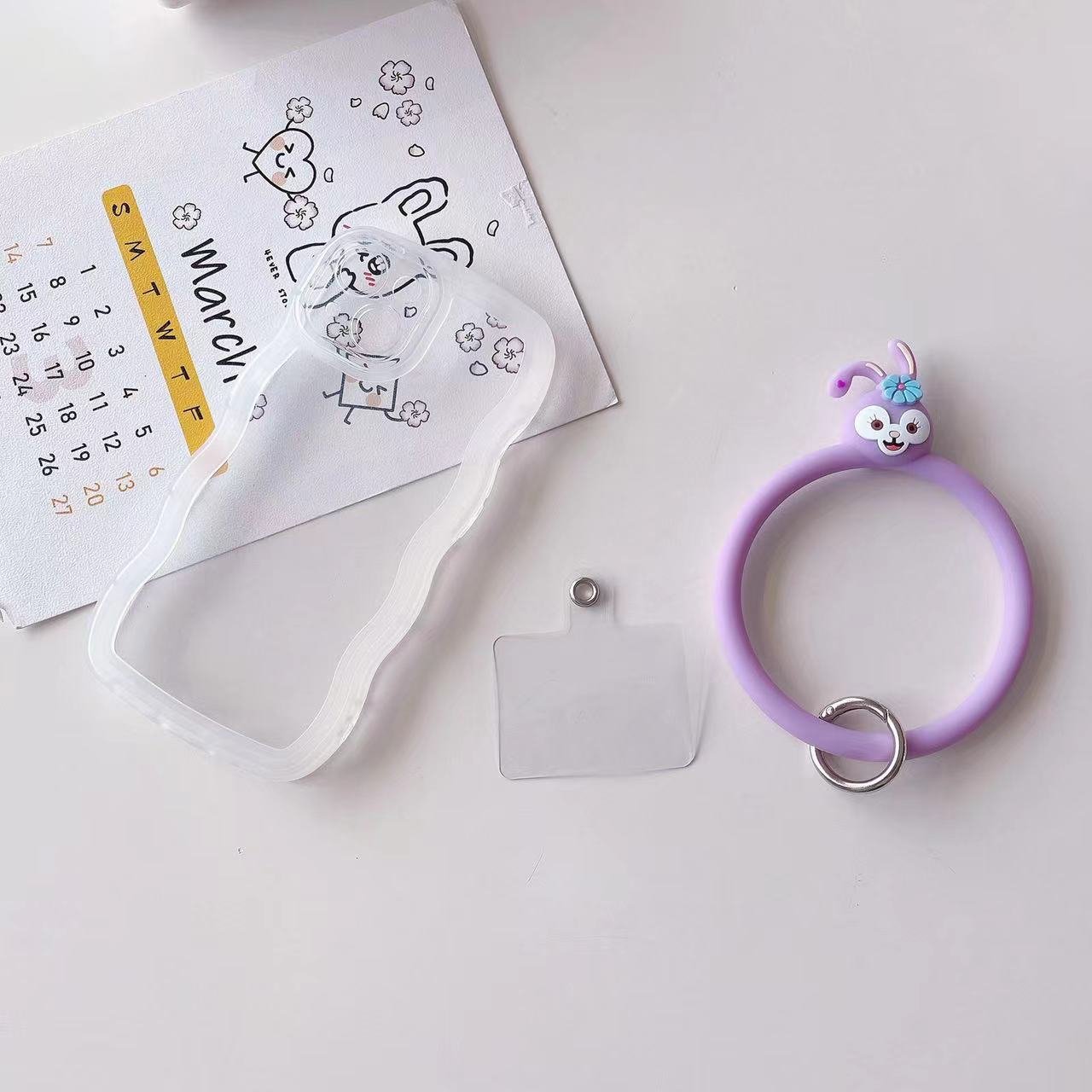 Cute Cartoon Animal Silicon Hand Keychain Round Rings Phone Strap Lanyard For Phone Case