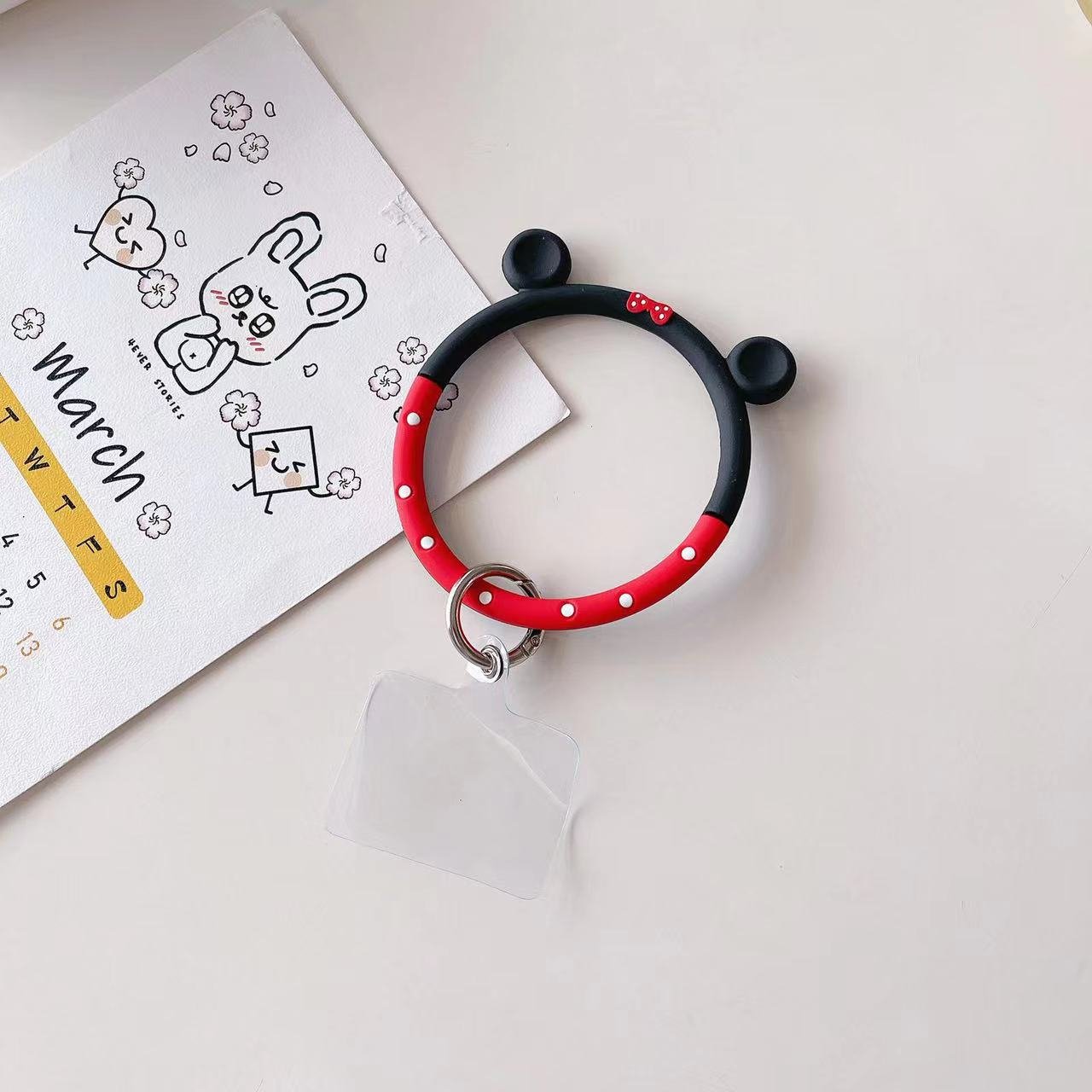 Cute Cartoon Animal Silicon Hand Keychain Round Rings Phone Strap Lanyard For Phone Case