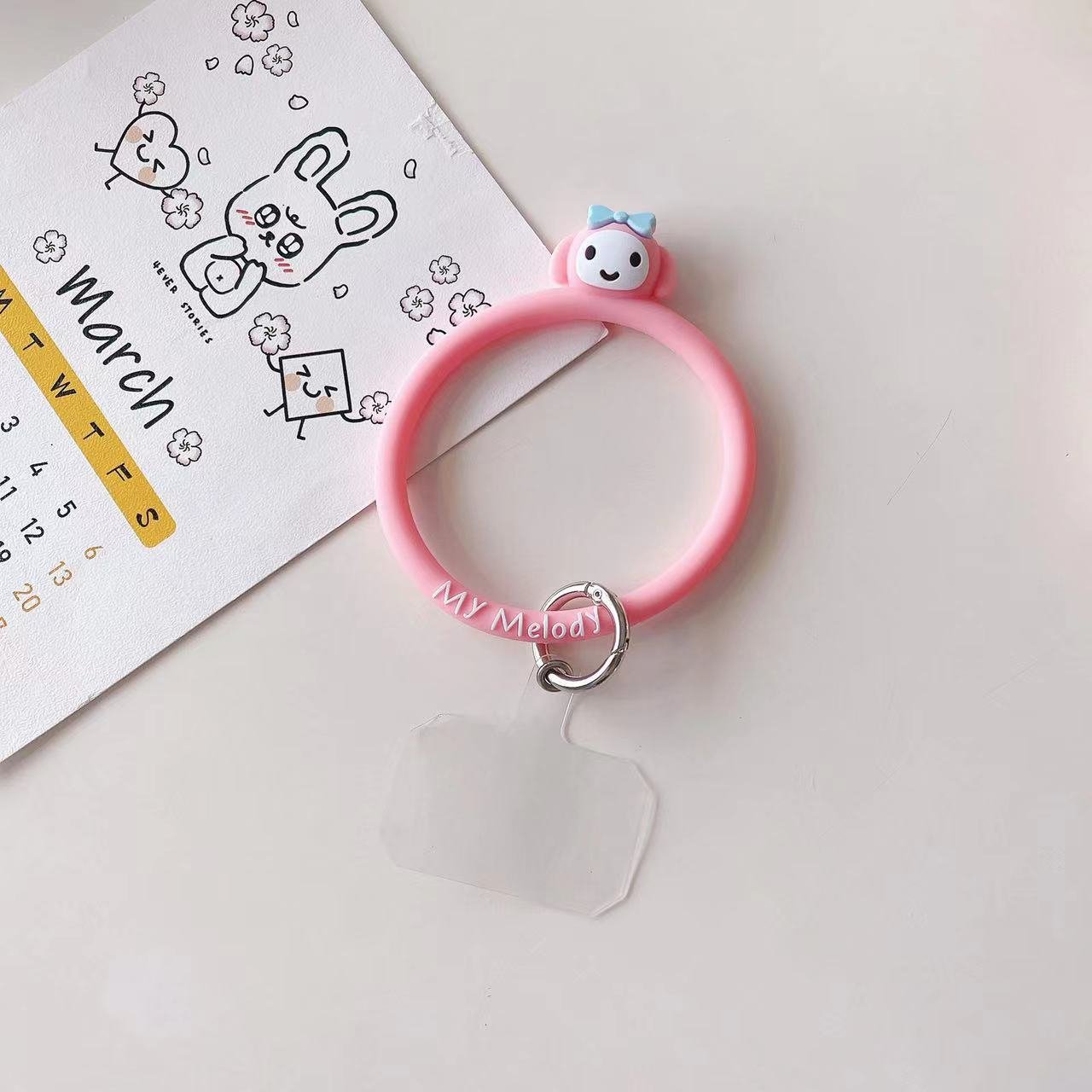 Cute Cartoon Animal Silicon Hand Keychain Round Rings Phone Strap Lanyard For Phone Case