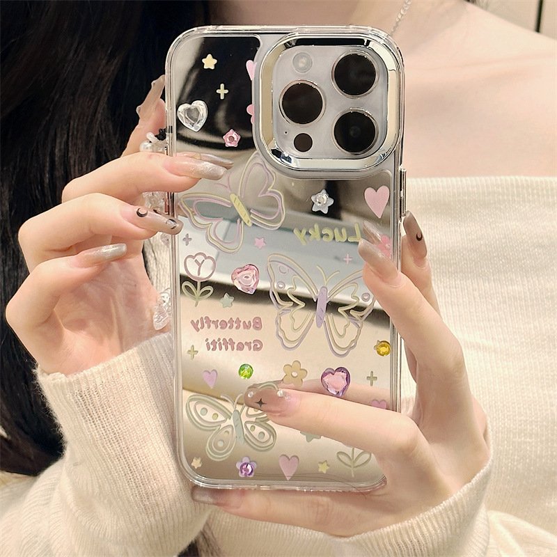 China plant no minimum butterfly love glossy mobile phone case with chain