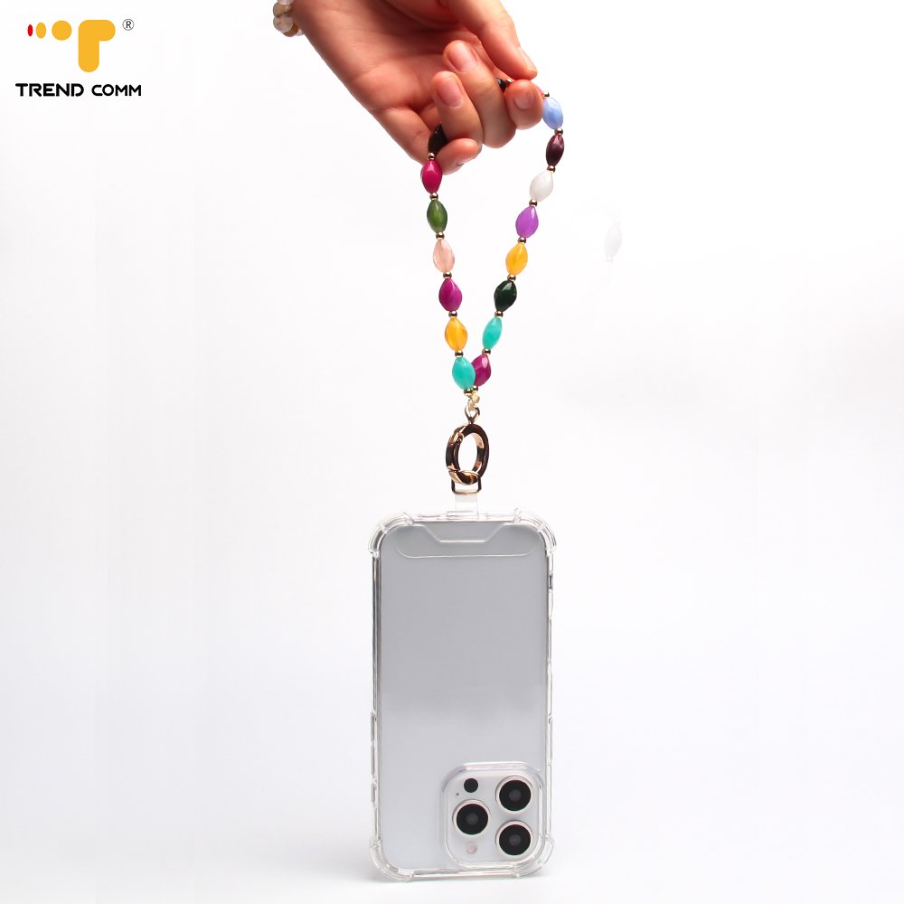 Simple Sweet Cute Acrylic Star Beaded Phone Key Chain Strap Ganyard Mobile Phone Straps for Women and Girls