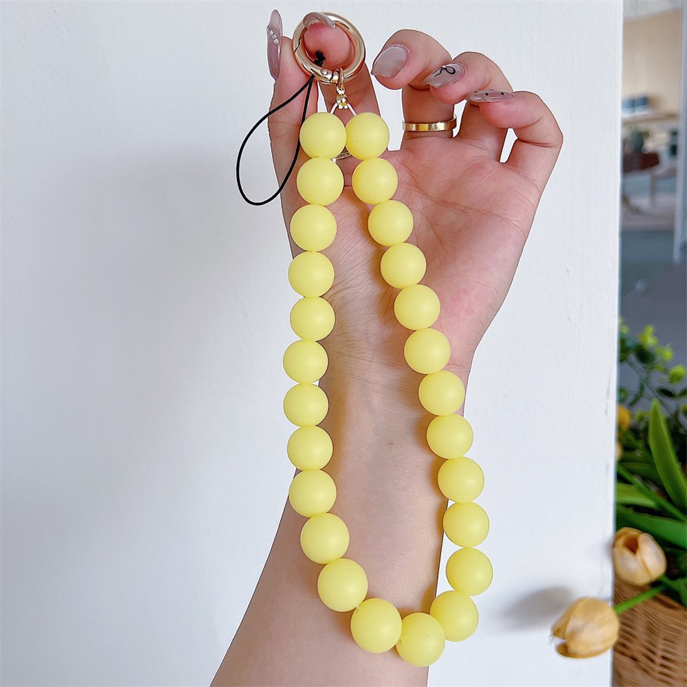 New solid color cute girl glow-in-the-dark phone strap chain silicone soft beaded phone lanyard wrist strap hanging ornaments