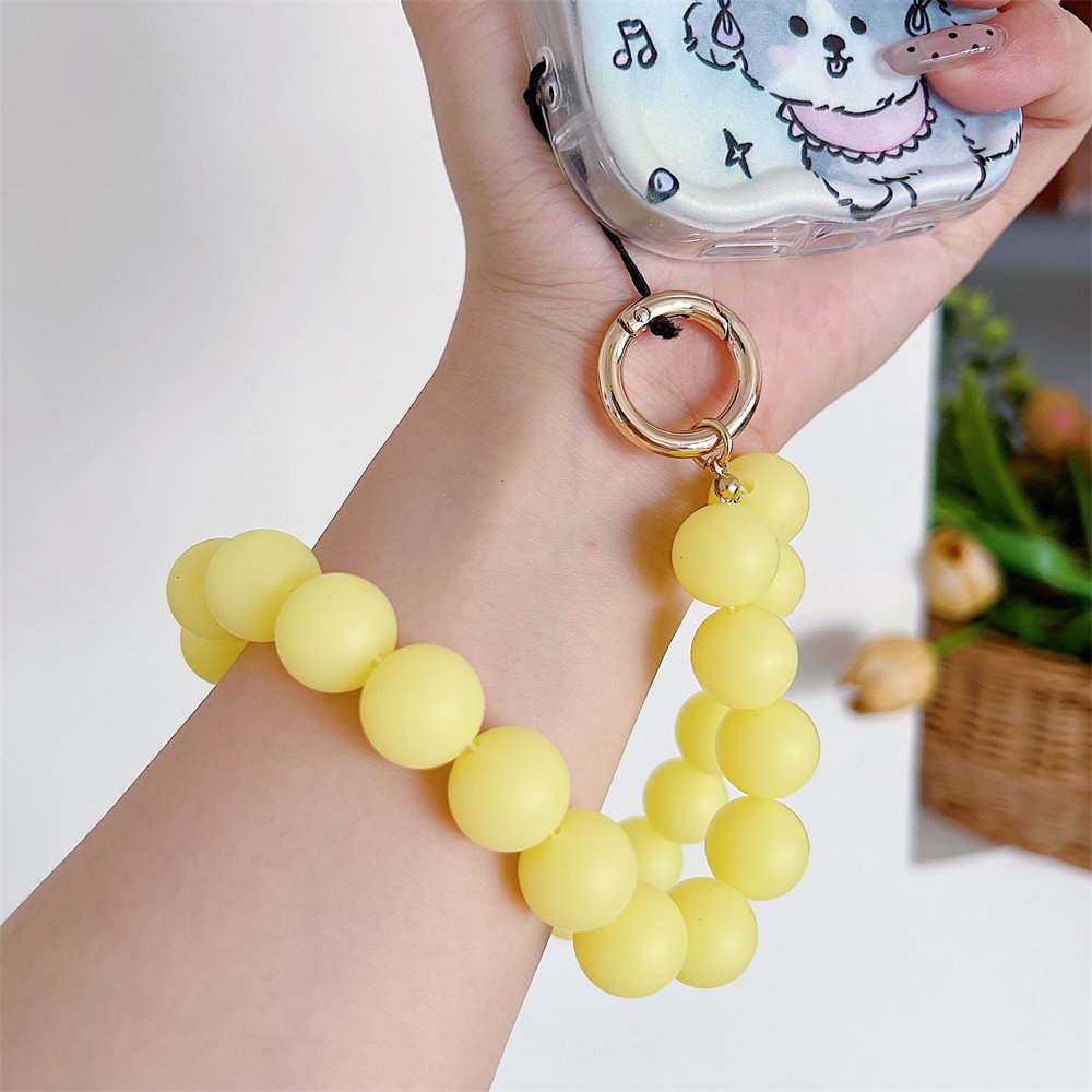 New solid color cute girl glow-in-the-dark phone strap chain silicone soft beaded phone lanyard wrist strap hanging ornaments