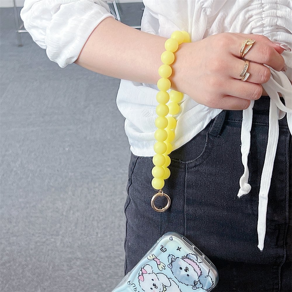 New solid color cute girl glow-in-the-dark phone strap chain silicone soft beaded phone lanyard wrist strap hanging ornaments