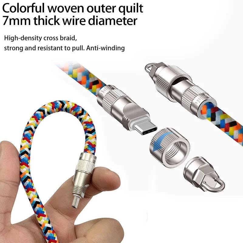 Multi-function Crossbody Strap Wristband 2in1 Lanyard Data Cable PD 60W Type-c USB Charging Cables