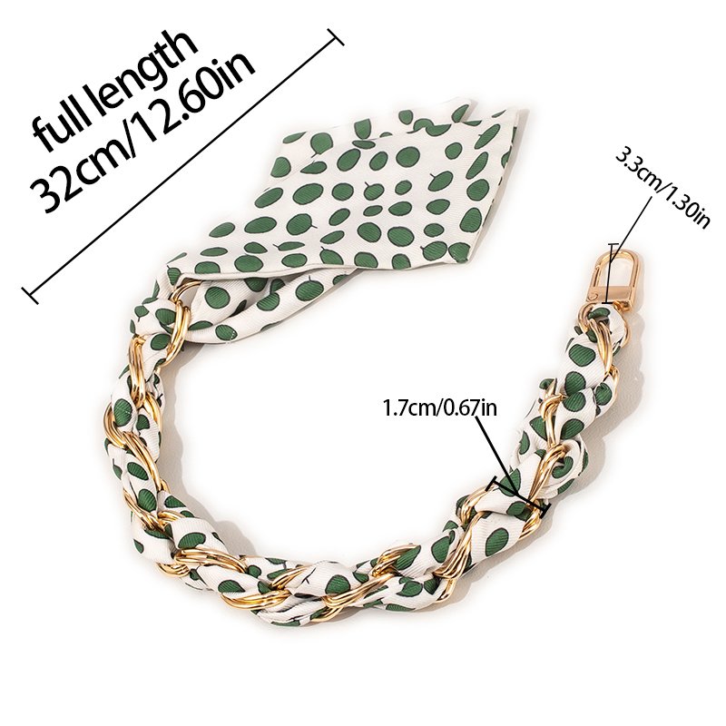 Green series custom printed silk scarf bag decorative drop proof mobile phone chain gold and silver chain bag accessories wallet