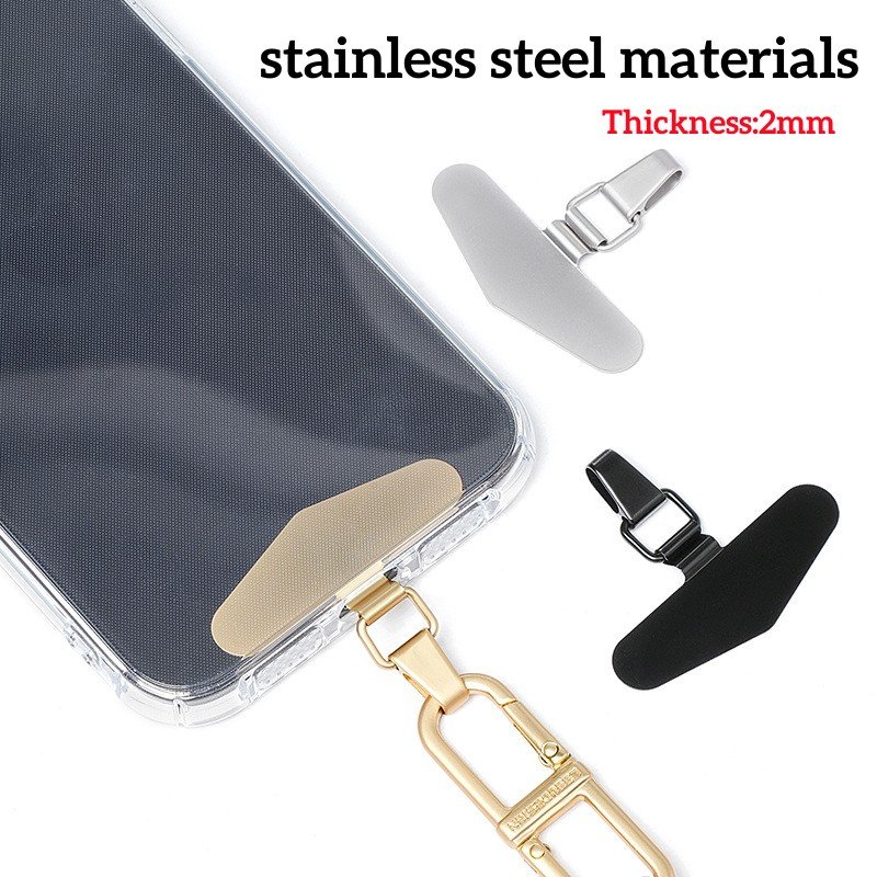 0.2mm Universal Phone Lanyard Patch with Stainless steel slip D-Ring Mobile Phone Tether Tab in Rope Shape metal Phone clip