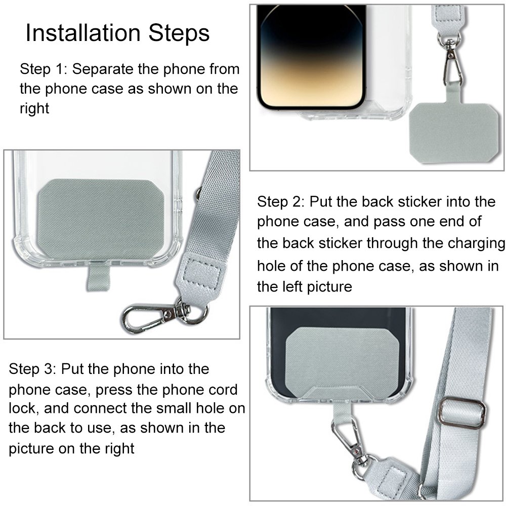 Cell Phone Lanyard Mobile Phone Strap Charm Chain Adjustable Neck Compatible with Full Smartphone Straps