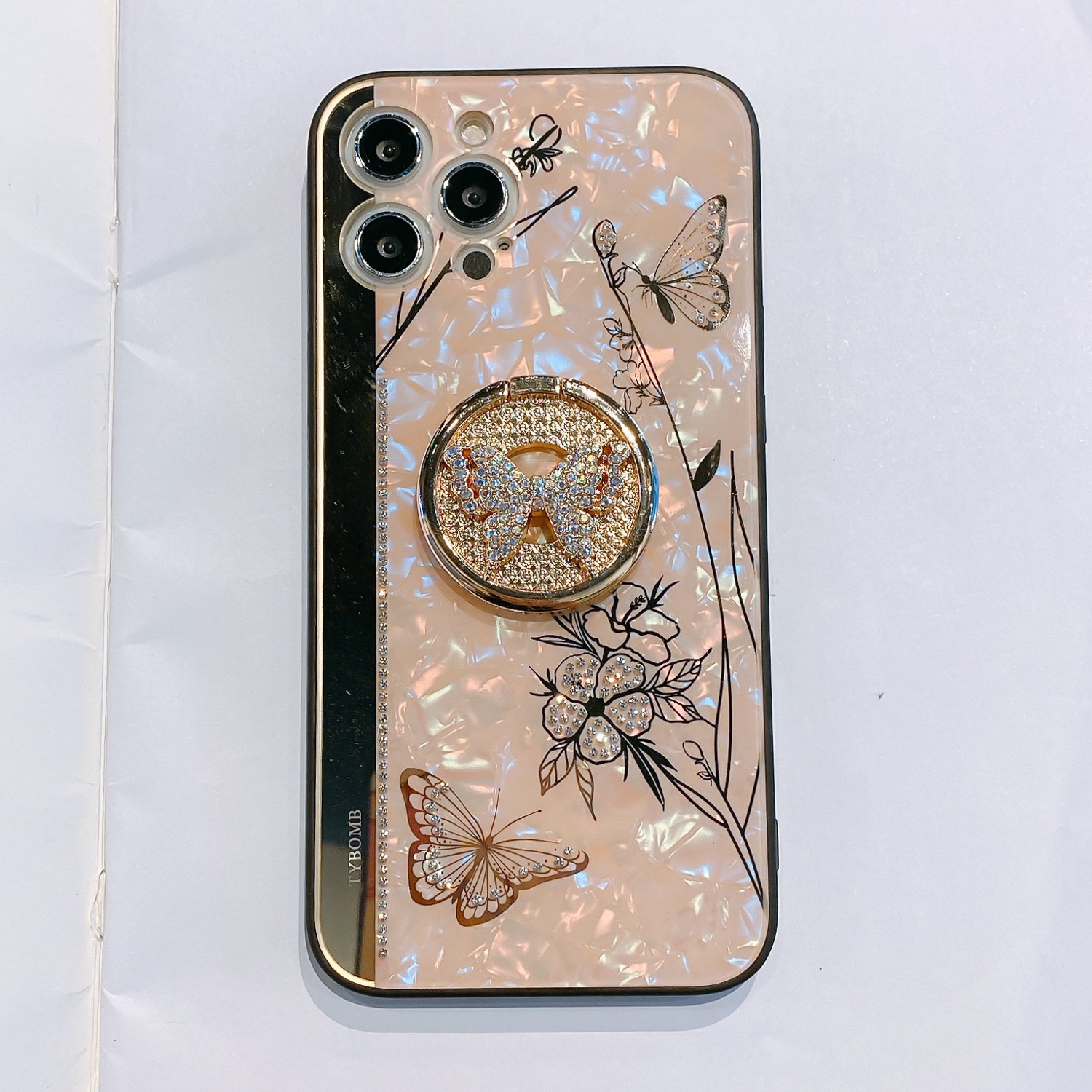 High Quality Suppliers Girls Diamond PC Hard Accessories Mobile Phone Case For Iphone 15 14 pro 13 12 11 Handle Butterfly Holder