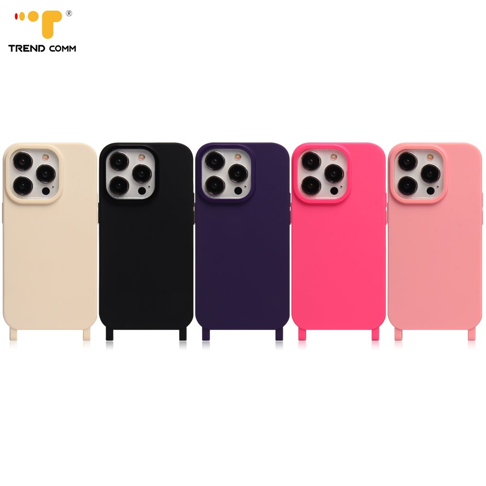 2024 Custom Solid Rubber TPU Phone Case for iPhone 16 Pro Max Detachable Strap with Cellphone Lanyard Charm Chain