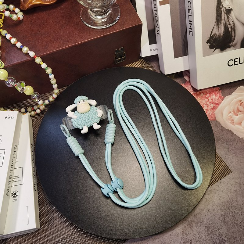 Cute little lamb back clip phone strap DIY back clip diagonal cross phone case strap pink lamb mobile phone accessories
