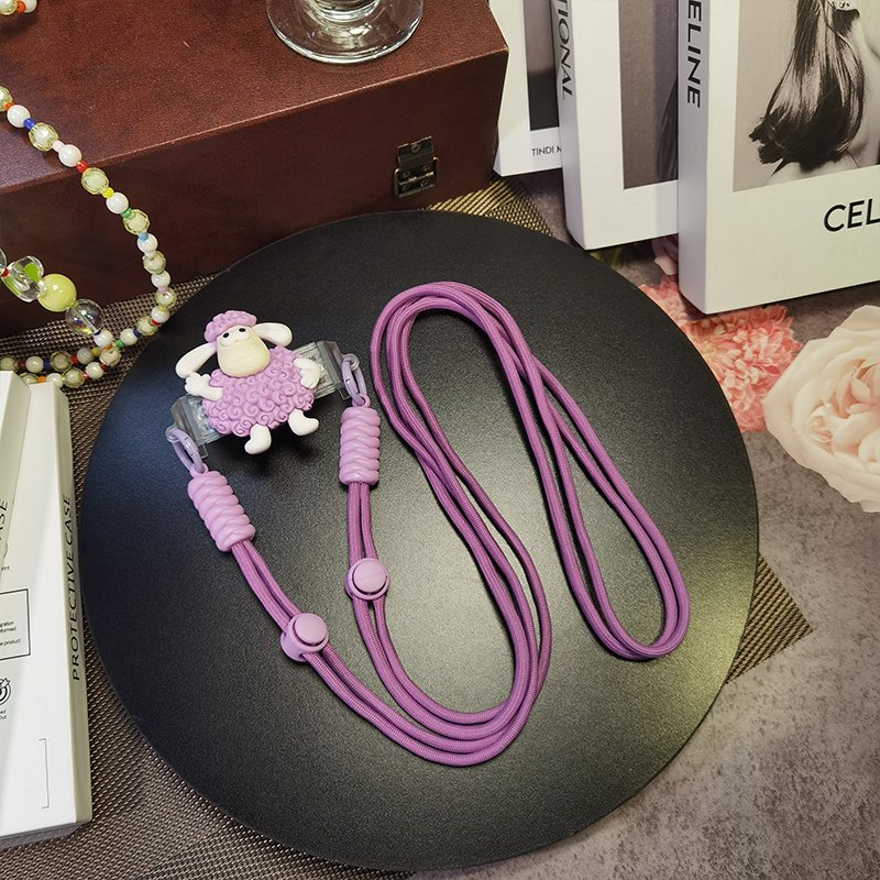 Cute little lamb back clip phone strap DIY back clip diagonal cross phone case strap pink lamb mobile phone accessories