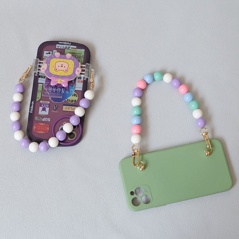 Candy Color Handmade Beaded Phone Straps Bag Portable Short Chain Versatile Mobile Phone Lanyard 31cm Custom 120cm