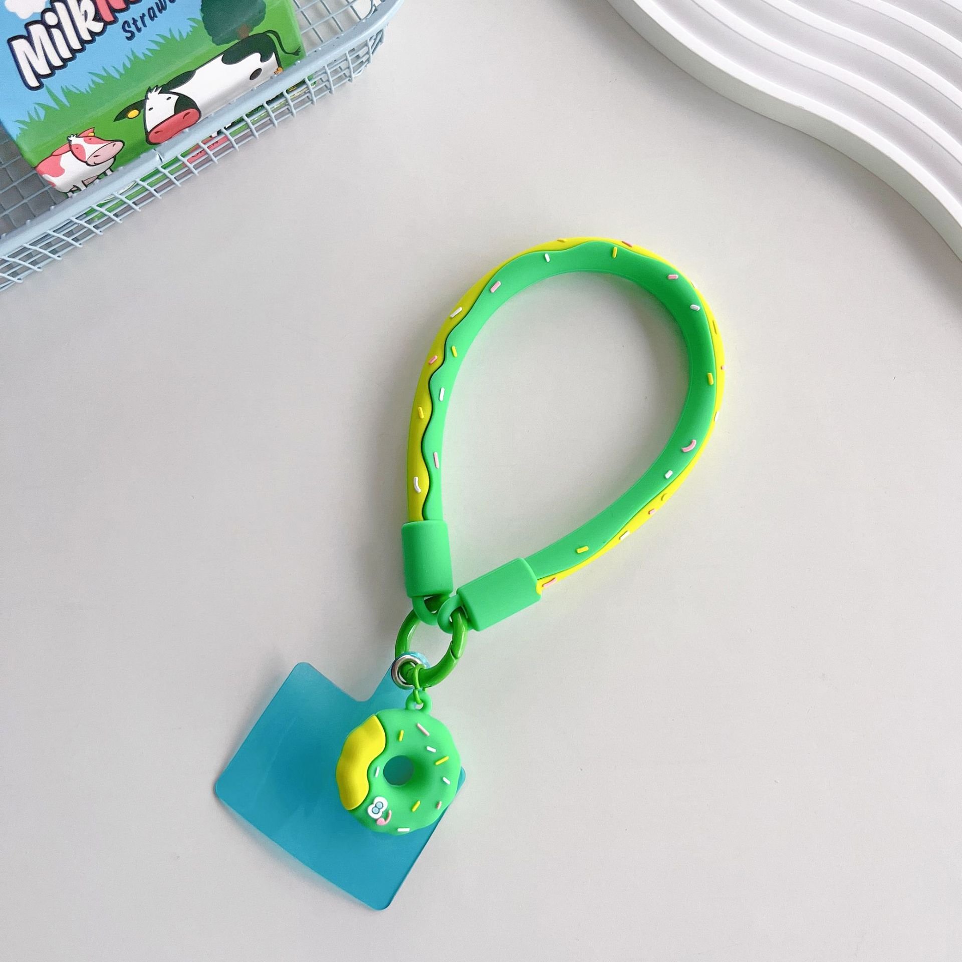 Cartoon Silicone Donut Pendant Phone Lanyard For Women Short Wrist Strap Clip Style Phone Universal Detachable Bracelet Gift