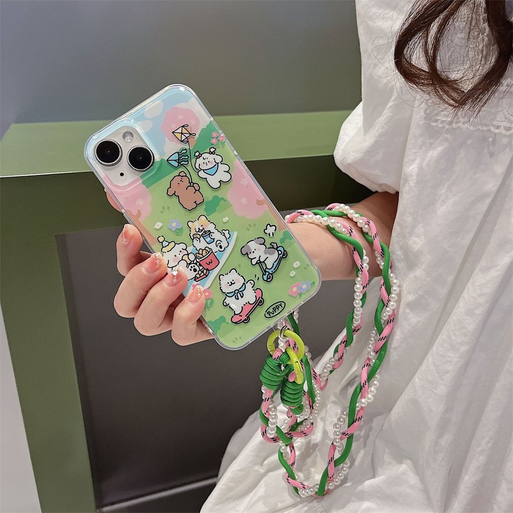Wholesale fashion girly women camera straps Polyester & pearl Cross body Phone shoulder Strap Necklace Mobile Phone Lanyard