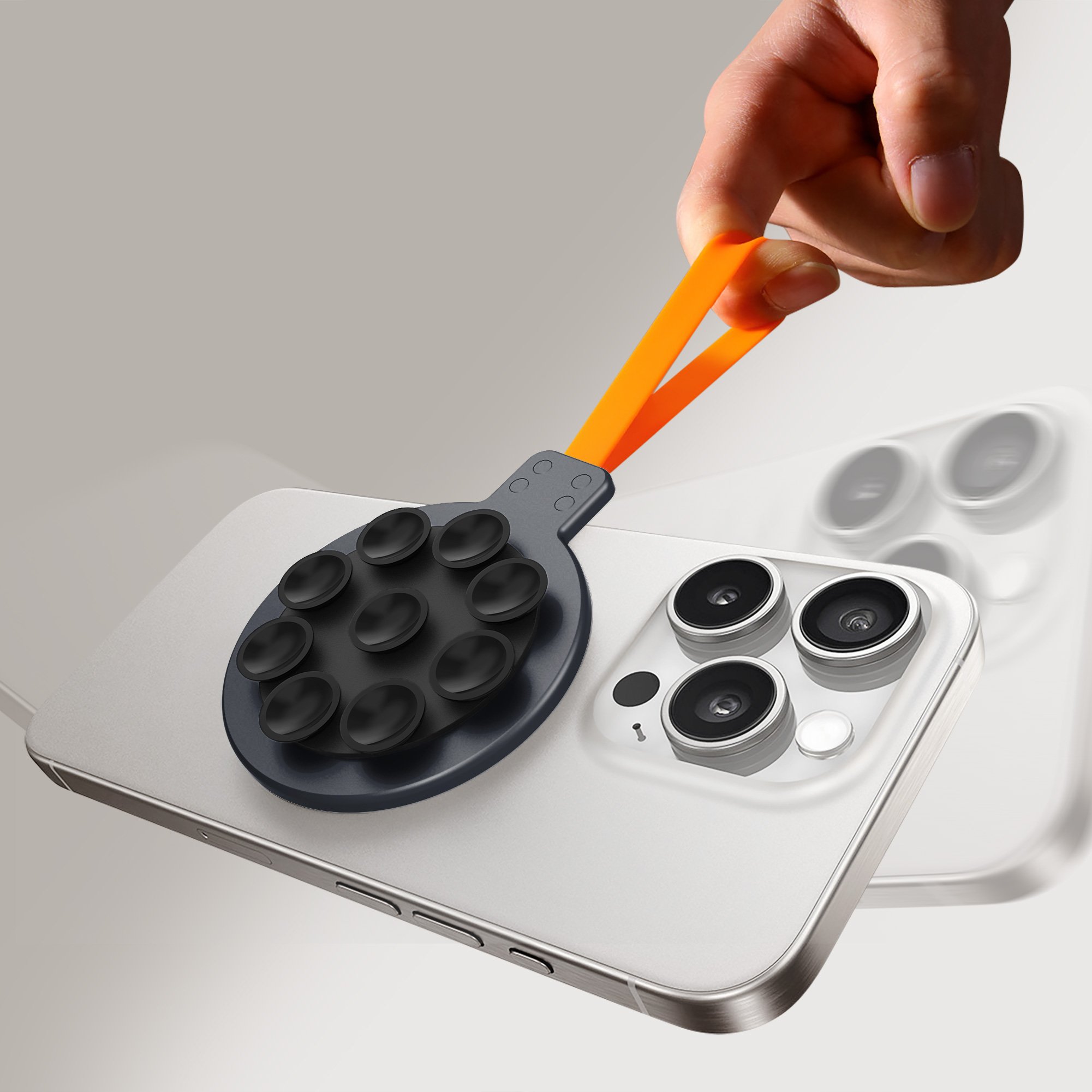 High Quality Custom Suction Cup Cute Mobile Phone Finger Grips Strap Socket Holder for Magsafe with 2 Metal Ring Stickers