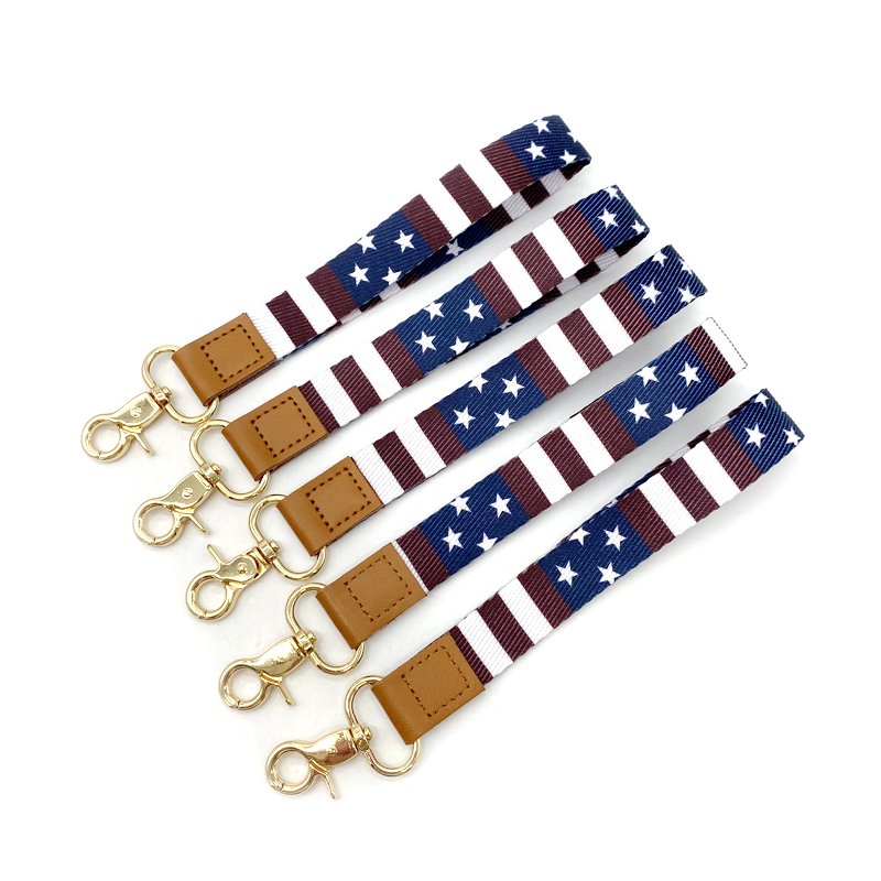 Custom Design sublimation strap wrist polyester keychain lanyard short car keychain lanyards