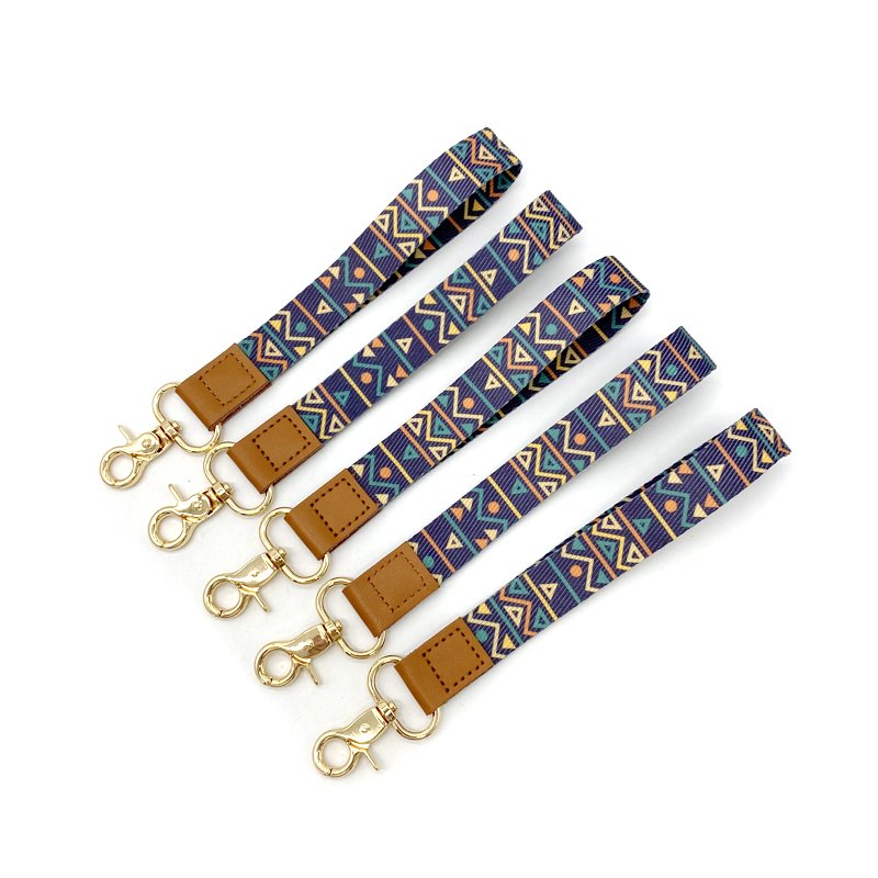 Custom Design sublimation strap wrist polyester keychain lanyard short car keychain lanyards