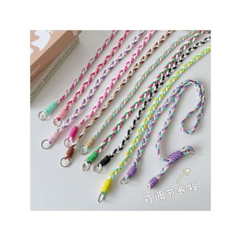 Hot Selling Lanyard Cross-body Shoulder Straps Keychain Key Ring Braided Rope with Replacement Patch for Mobile Phone