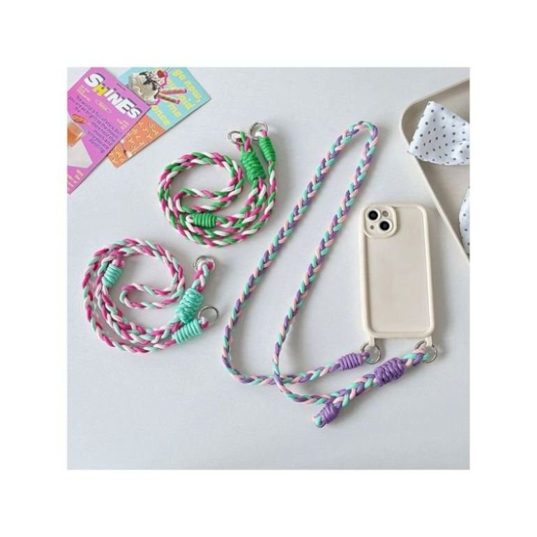Hot Selling Lanyard Cross-body Shoulder Straps Keychain Key Ring Braided Rope with Replacement Patch for Mobile Phone