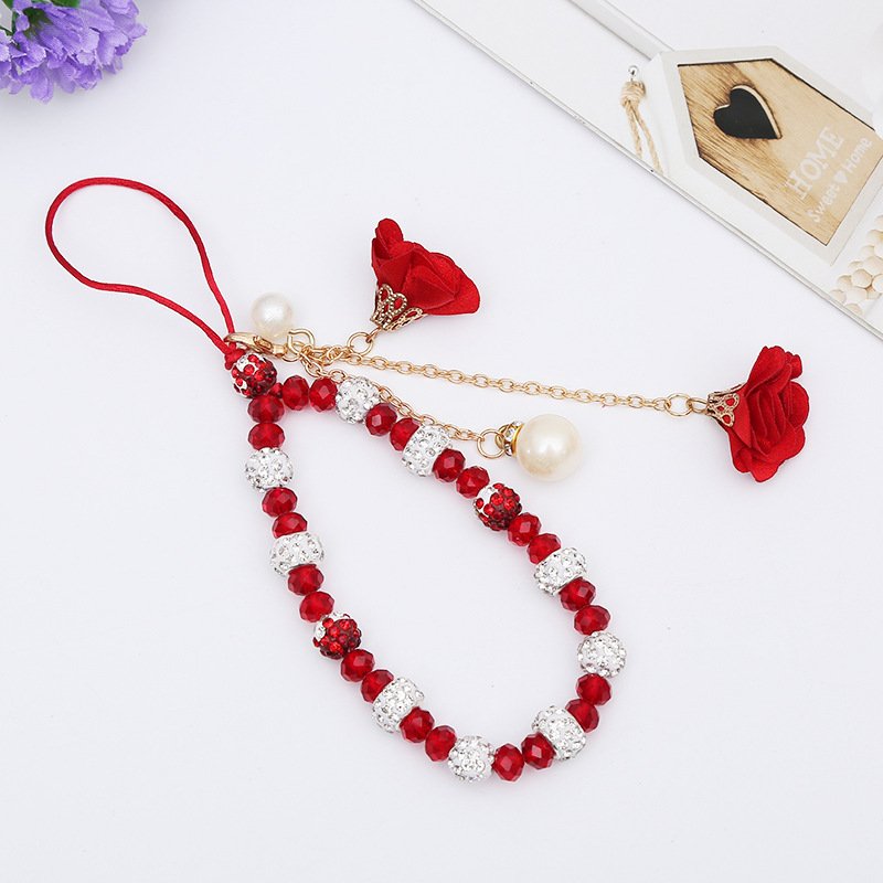 Creative Short Mobile Phone Strap with Gypsum Flower Bracelet Crystal Phone Case Pendant Flower Pendant